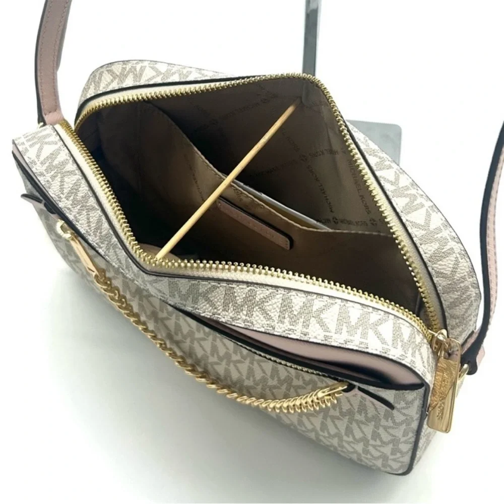 Michael Kors Jet Set LG Signature Logo Crossbody Bag & Matching TZ Coinpouch ID - Picture 7 of 14
